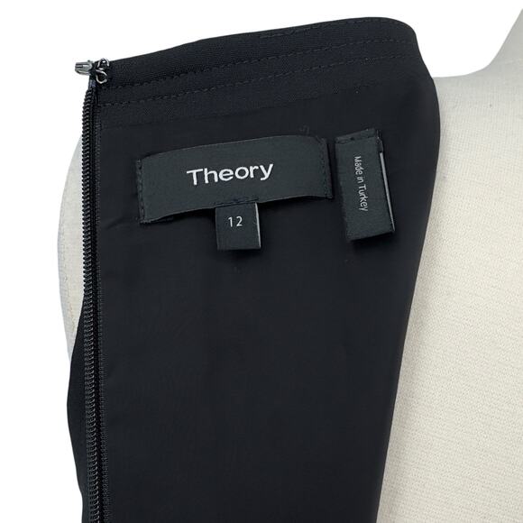 Theory NEW Womens Risbana Good Wool Stretch A-Line Dress Size 12 Black Office - Picture 13 of 16